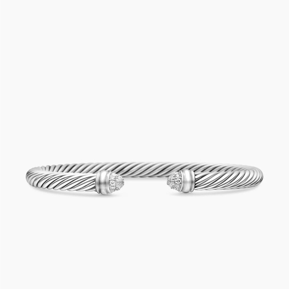 David Yurman Jewelry - David Yurmam Cable Bracelet Sterling Silver with Pavé Diamond Domes, 5mm